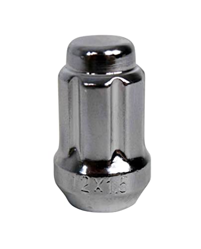 Image of MASSFX 16-Pack Durable Chrome 17mm Hex Lug Nuts, 35mm Length, & 12x1.5 Thread with Lugnut Socket - Heavy Duty Lug Nuts for Golf Cart Wheels, Fits Most EZGO, Club Car & Yamaha Golf Cart Wheels