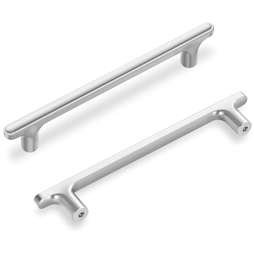 Lardmon 10 Pack Brushed Satin Nickel Modern Cabinet Pulls 6.5 Inch(165mm) Total Length | 5 Inch(128mm) Hole Center Bar Pulls Kitchen Cabinet Handles Solid Drawer Pulls Heavy Duty Kitchen Hardware by Lardmon - Used condition - US$18.80