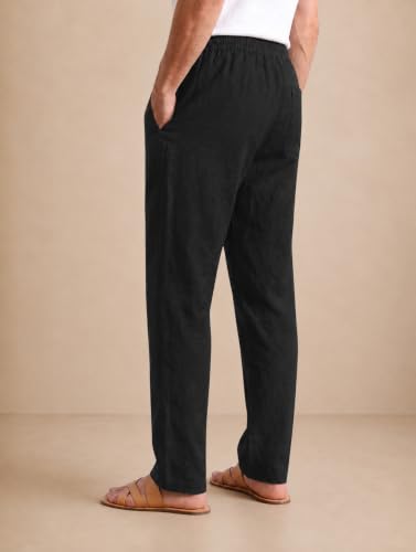 Image of TAGDO Cotton Linen Pants for Man | Lightweight & Breathable Fabric | Elastic with Drawstring | Straight Fit & One Side Zip Pocket | Casual, Holidays, Travel & Everyday Wear (2076)