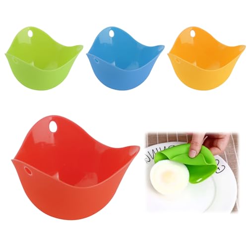 Premium LFGB Grade Silicone Egg Poacher - 4 Pcs Multicolor Egg Poaching Cups for Air Fryer & Perfect Poached Eggs