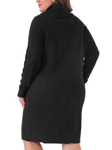 Image of Agnes Orinda Plus Size Sweaters for Women Long Sleeve Turtleneck Warm Pullover Mini Sweater Dresses
