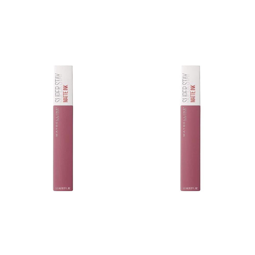 Maybelline New York, SuperStay Matte Ink, Pintalabios Mate de Larga Duración, Tono 15 - Lover, Malva (Paquete de 2)