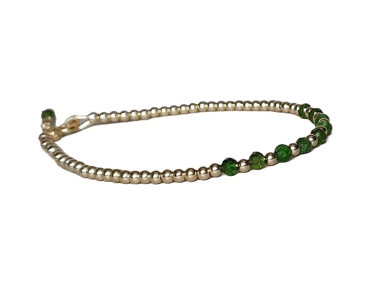 Bracelet en pierres vertes 3mm argent massif LKBEADS