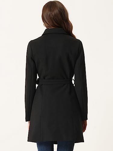 Allegra K Winter Trench Coat for Women Overcoat Belted Outwear Double Breasted Mid Long Pea Coat3