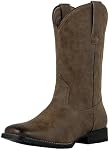J's.o.l.e Cowboy Bottes Hommes Carré orteil travail Bottes tirer sur l'envasement résistant à l'ardoise large calf PU Le cuir des hommes Western Boot Brown