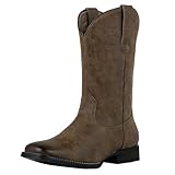 J's.o.l.e Western Men's Cowboy Boots Casual Dress Boots Square Toe Pull on Silp Resistant Country Work Boot Brown UK 11