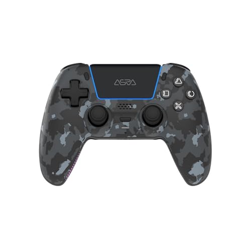 Image of ASRVA Gray Camouflage Wireless Gaming Controller for PS5 / PC /Steam & Mobile, Hall Effect Joystick & Triggers, 6-Axis Gyro, 1000mAh Battery, Programmable Back Buttons