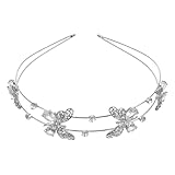 OFFIGAM Diadema de Mariposas con Cristales de Zirconio Accesorio Elegante para Bodas y Fiestas Diseño Doble Plateado para Mujer y Eventos Especiales