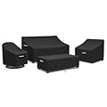 4-Piece Patio Furniture Cover Set, Waterproof Outdoor Furniture Covers for 3-Seater Sofa, Patio Chairs & Coffee Table, Heavy-Duty 600D, Fade&UV-Resistant, Breathable, All-Season Protection, Black