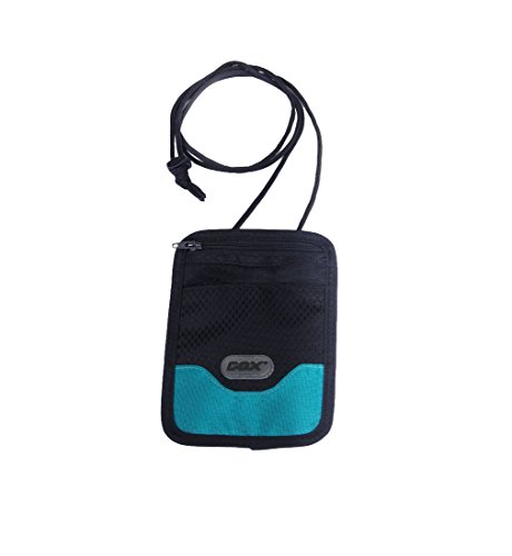 Portadocumentos de cuello, GOX Premium 420D Nylon Bolsa de Viajero para Documentos con Nudo de Seguridad Antirobo / Cartera colgante / Bolsa de viaje (Corto, Azul)