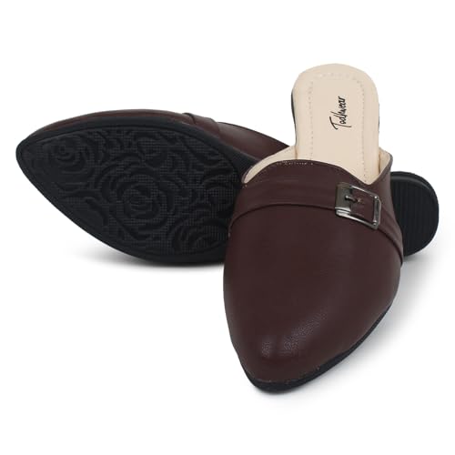 Image of Todhwear Flats Slip On Backless Loafers Womens Slides Shoes Office Mules | Casual Flats Slides Mules for All Day Comfort | Flat Fashion Sandals |