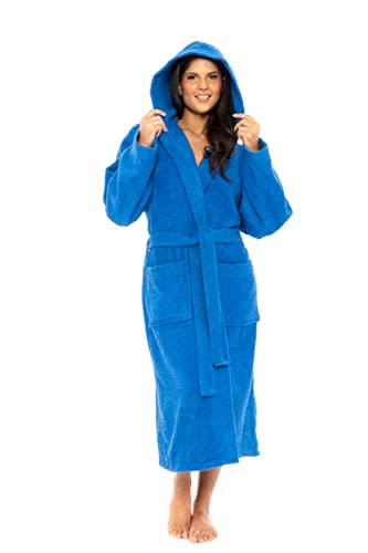 Synanto Towelling Robe 100% Egyptian Cotton Bathrobe - Women's Men Highly Absorbent Terry Hooded For Bath Shower Spa Hotel