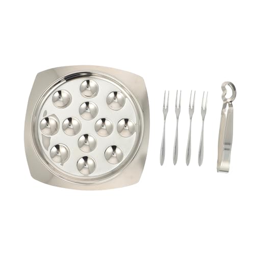 Ipetboom Lumache in Acciaio Inossidabile con Piatto Scomparti Pinza e Forchette Due Denti Strumenti Resistenti e Ristorante