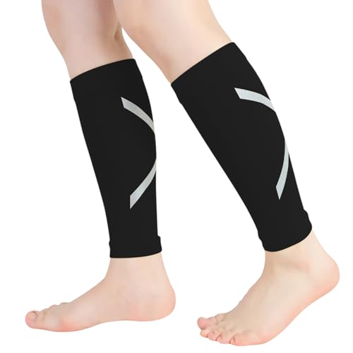 Novetec Calf Compression Sleeve for Men & Women, Reflective Footless