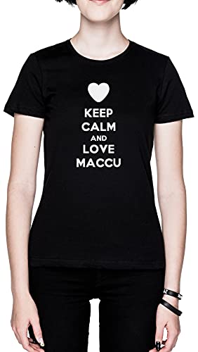 Stampato in Europa Keep Calm And Love Maccu Nero Donna Maglietta Dimensioni XL Black Women\'s Tee Size XL