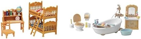 Calico Critters Children's Bedroom Set & Country Bathroom Set with 44 Pieces - Dollhouse Furniture & Accessories