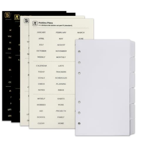 Zelten PP Binder Index Dividers with Folder & 4 Sheets Tab Stickers for Personal Organizer (PP Frosted 6-Folder Tab, A6/6 Hole)