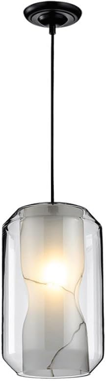 Lampe suspendue double verre et effet marbre pour éclairage de cuisine