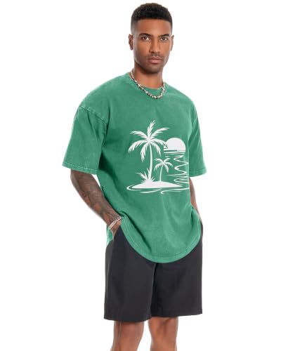 Image of Oversized Tshirts for Men Short Sleeve Vintage Washed Basic Loose Tees