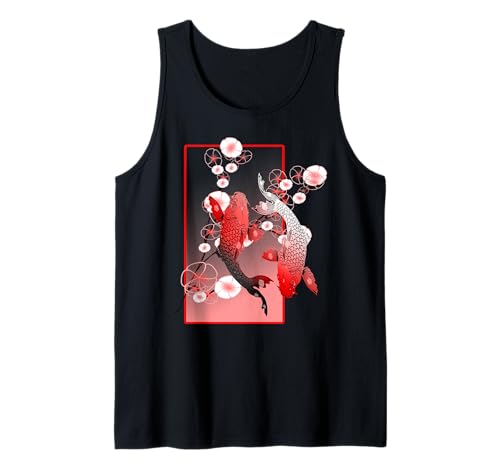Japanese Koi Carp Nishikigoi Fish Cherry Blossom Tank Top