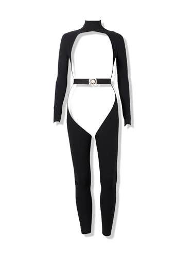 Bodystocking Dreamgirl noir avec ceinture de nuit taille unique femme pour silhouette élégante