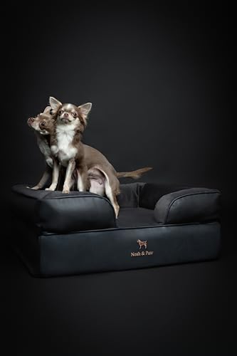 Image of NOAH & PAW Dog Bed, 28x23x11 Inch, Orthopedic Dog Beds for Medium Size Pets, Eggshell Memory Foam Infused with Cooling Gel, Inner Cover, Water Resistant, Machine Washable (Faux Leather)