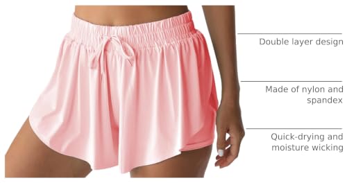 Image of Flowy Athletic Shorts for Women Running Tennis Butterfly Shorts Girls 2-in-1 Double Layer Quick-Drying Comfy Shorts