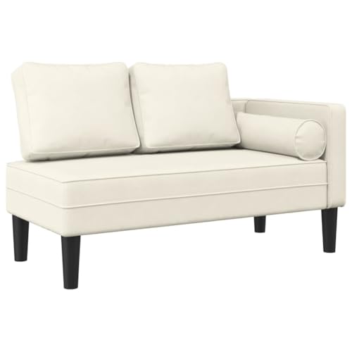 vidaXL Chaise Longue con Cuscini Crema in Velluto, divano letto, divano imbottito, seduta da soggiorno, dormeuse, seduta da salotto, divano 2 posti