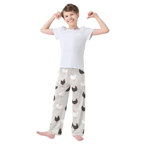 Boys' Pants Chicken White Black Long Bottoms Jogger Pants Elastic Waist Trousers with Pockets S-XL2