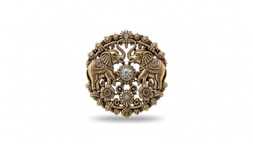 Image of Antique Gold Brooch Pin for Men Women Vintage Saree Blazer Coat Lapel Fashion Jewellery