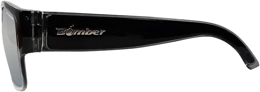 BOMBER Polarized Sunglasses for Men, Retro Style 2-Tone Smoke Frame with Silver Polarized Mirror Lens, Non-Slip Foam Lining - - IRE114