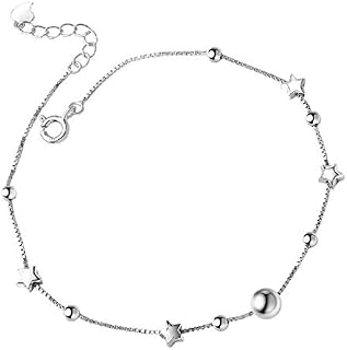 925 Silver Anklet Double-Deck Foot Chain Anklets for Women Beach Casual Jewelry Accessories
