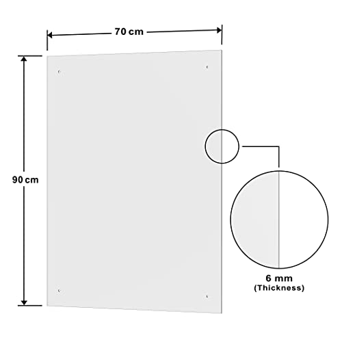 BELOFAY 6mm Clear Tempered Glass Splashbacks for Cookers, Toughened Glass Heat Resistant Splashback for Kitchen - Pre-Drilled Holes (70x90)