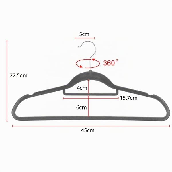 Yaheetech Lot de 100 Cintres en Velours Antidérapants, Longeur 45cm, avec Barre de Cravate，Cintres Peu Encombrants pour Costumes/Chemises/Robe/Pantalon, Gris