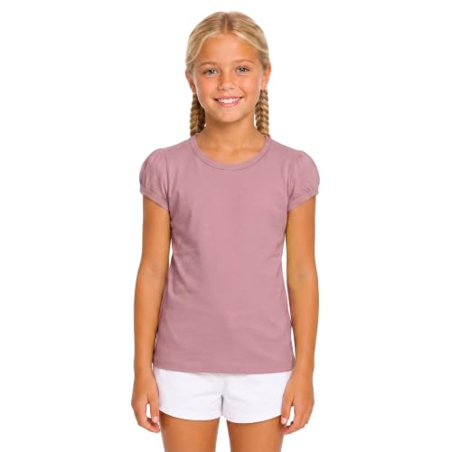 Image of Lilax Girls Short Puff Sleeve Cotton T-Shirt, Toddler & Little Girls Top | 95% Cotton Puff Sleeve Tee; Crewneck, Short Sleeve; Toddler & Girls Sizes 2T-12; for School, Play & Everyday; Machine Wash