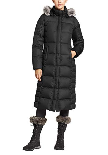 Preisvergleich Produktbild Eddie Bauer Damen Lodge Daunenmantel mit Kapuze, Gr. XS (32), Schwarz