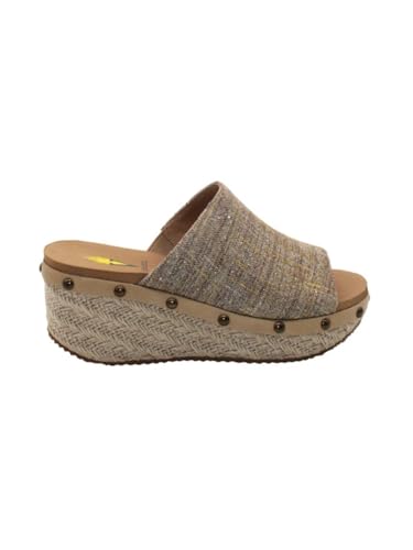 VOLATILE Womens Ravine Metallic Studded Casual Sandals Casual Mid Heel 2-3" - Gold3