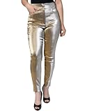  Dolce & Gabbana Skinny-Damenhose mit hoher Taille, Metallic-Gold, Gold, 44