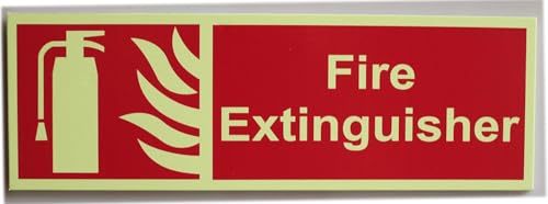 Image of GADGETS WRAP Autoglow Fire Extinguisher Signage Board, for Business Shop Stores Cafes Hospital School Office Hotel Restaurant Company Malls (Yellow & Red, 12 inch X 4 inch)