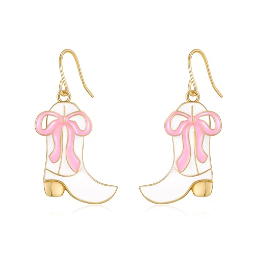 MUYAN Western Cowgirl Boots Dangle Earrings for Women Cowboy Enamel Earrings Cute Country Concert Boho Jewelry