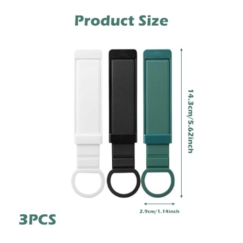 Image of 3PCS Phone Holder for Hand,Push-Pull Wristband Mobile Grip Stand, Phone Back Holder Grip for Selfie, Video Calls, Online Classes, Desk & Bed Use, Black + White + Dark Green