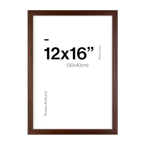 Contemporary Walnut 12x16 Wooden Picture Frame for 12x16 (30 x 40cm) Photos or Pictures Plexi Glass Wall Mounted Landscape or Portrait