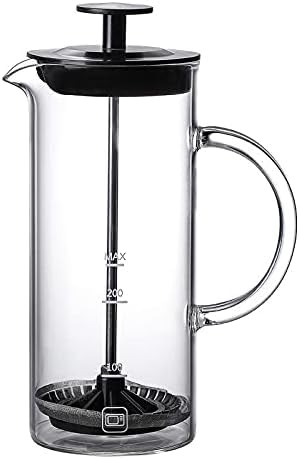 ミルクフォーマー 手動 ふわふわミルク泡立て器 プロ ミルクフローサー コーヒーカプチーノ カフェラテ コンパクト プレゼント (ブラック)