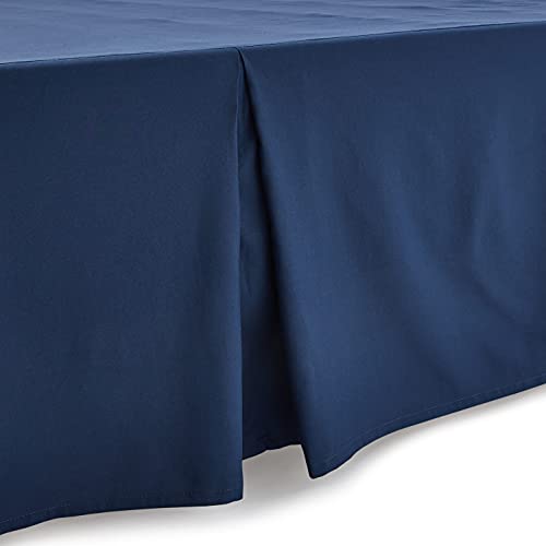 Image of Amazon Basics Lightweight Pleated Dust Ruffle Bed Skirt, Wrinkle and Fade Resistant, Machine Washable, Full, Navy Blue