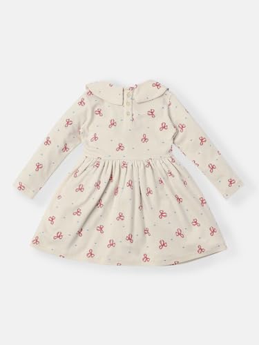 Image of Nautinati Baby Girls 100% Cotton Peterpan Collar Printed Dress | Age 0-3 Years