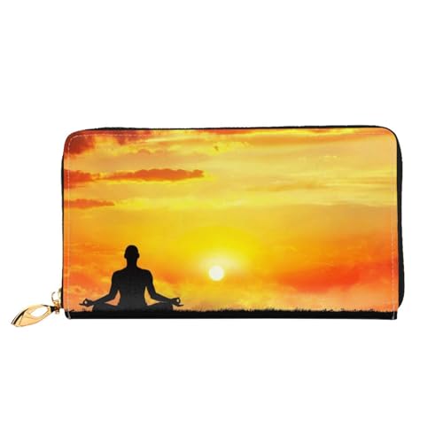 FEETOX Portefeuille long en cuir pour yoga et méditation, Noir , Taille unique