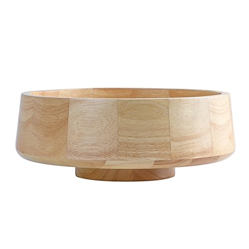 IVE Design XL Natural Wood Fruit Bowl for Kitchen Counter, 14.2-inch Diameter Large Wooden Fruit Bowl, Natural Rubber Wood, Decorative Bowl Fruit Holder Fruit Basket for Kitchen