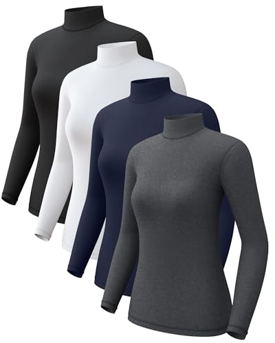 CL convallaria Turtleneck Thermal Underwear Shirts Women Fleece Lined Base Layer Tops Long Sleeve 2 4 Pack