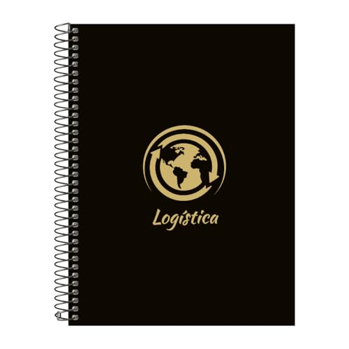 Caderno Universitário Espiral 10 Matérias Profissões Logística (Preto e Gold)