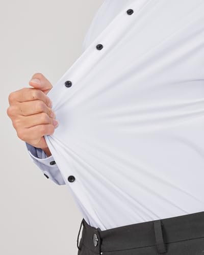 J.VER Men's Dress Shirts Stretch Long Sleeve Formal Shirt Solid Business Casual Button Down Shirts for Wedding Prom2